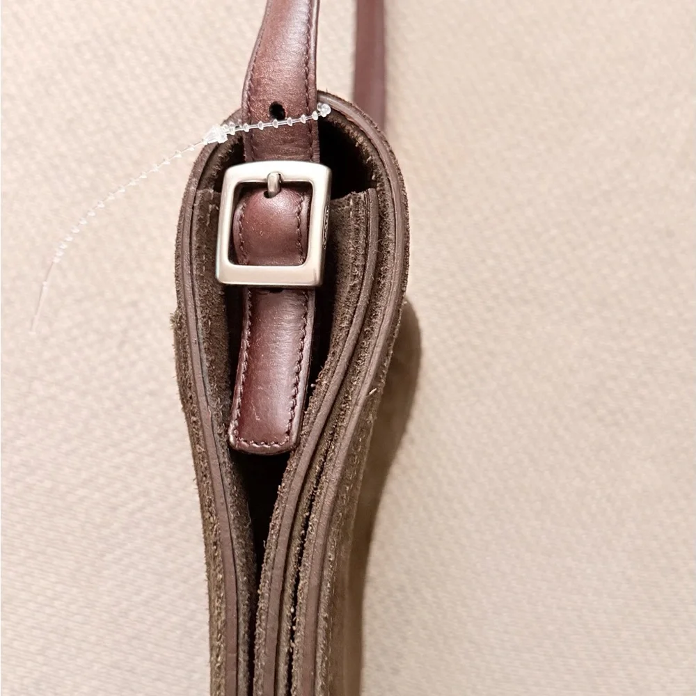 Rare Vintage Coach Olive Suede Leather Crossbody Bag - Picture 8 of 12